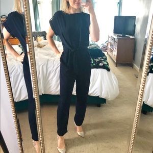 NWOT Navy Jumpsuit Front-tie Small